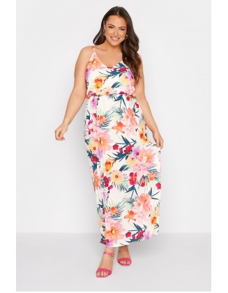 White Tropical Cami Maxi Dress