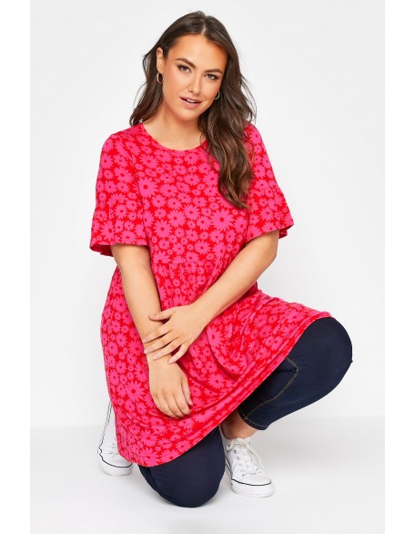 & Pink Floral Print Smock Tunic Dress