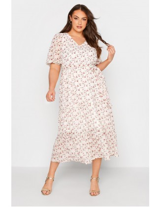 White Ditsy Smock Maxi Dress