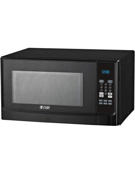 Commercial Chef CHM14110B6C Countertop Microwave Oven, 1100 Watts, Small Compact Size, 10 Power Levels, 6 Easy One Touch Presets with Popcorn Button, Removable Turntable, Child Lock, Black