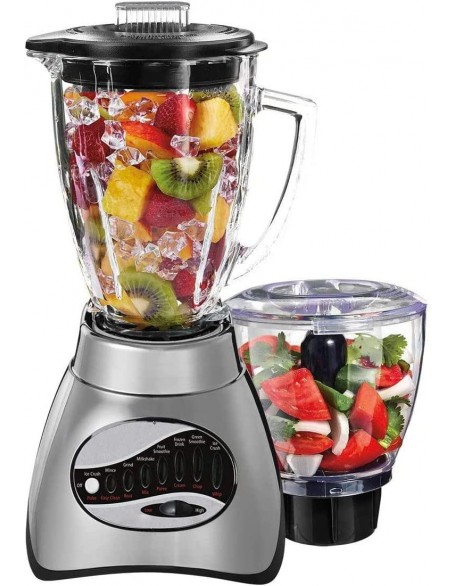 16-Speed Blender for Kitchen - Blender for Smoothies, Shakes, and More with Glass Jar (Black, 450W)