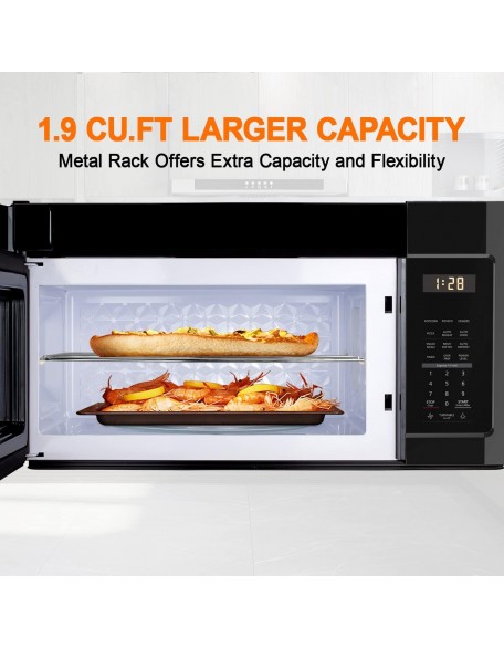 30 Inch Over the Range Microwave Oven, GASLAND Chef OTR1902B Over the Stove Microwave with 1.9 Cu. Ft. Capacity, 1000 Watts, 300 CFM Exhaust Fan and LED Light, 13.5