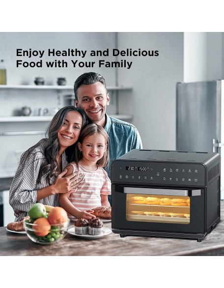 26.3QT/25L Extra-Large Air Fryer Toaster Oven, Convection Oven Countertop, Bake & Broil, 12-in-1 Air Fryer Convection Toaster Oven Combo, Digital Control Multifunction Pizza Oven, Black Nonstick Stainless Steel