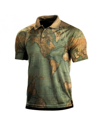 Great Vintage World Map In 1882 Men's Printed Quick Dry Sports T-Shirt
