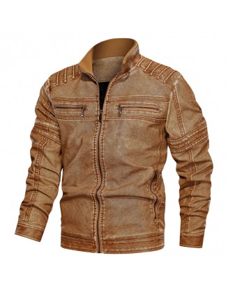 Men's Casual Distressed Leather Jacket