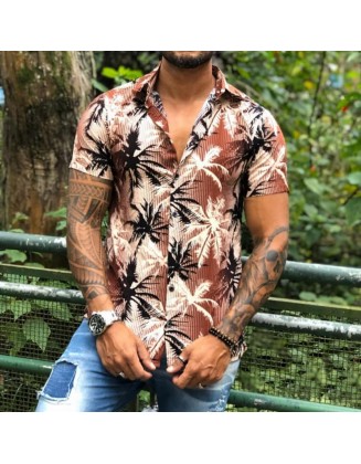 Fashion Coconut Tree Print Casual Men's Shirt