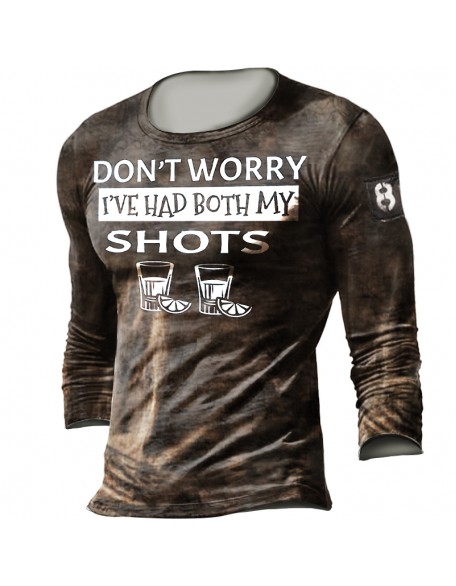 Don't Worry I'Ve Had Both My Shots Men's Retro Tactical Casual T-Shirt