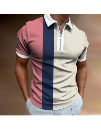 Colorblock Contrast Short-sleeved Polo Shirt
