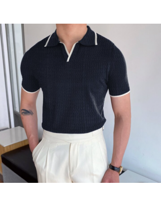 Gentlemens Plain Knitted Polo Shirt