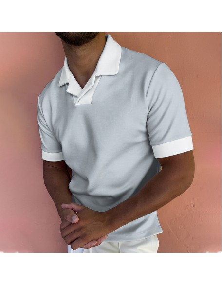 Color Block Short Sleeve Polo Shirt