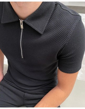 Wavy Texture Polo Shirt