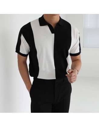 Gentlemans Simple Vertical Stripes Polo Shirt