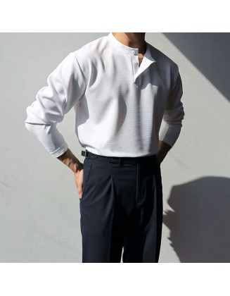 Gentlemans Simple Design Honeymoon Long Sleeve Polo Shirt