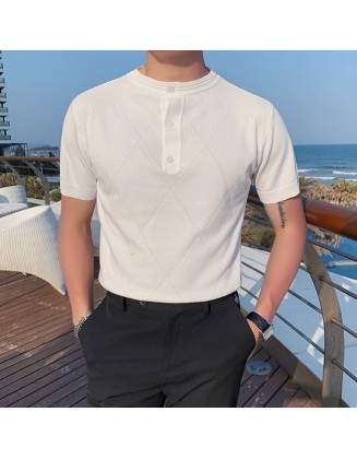 Fashion Stand-up Collar Slim Personality Knitted Polo Shirt