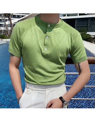 Fashion Stand-up Collar Slim Personality Knitted Polo Shirt