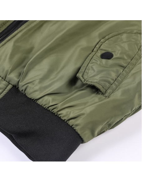 Casual Solid Color Stand-Up Collar Flight Jacket