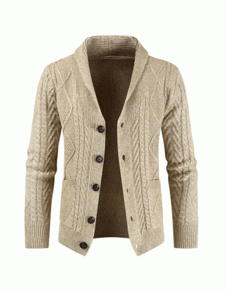 Men's Fashion V-neck Loose Thick Chain Link Knit Cardigan