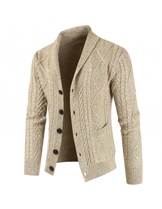 Men's Fashion V-neck Loose Thick Chain Link Knit Cardigan