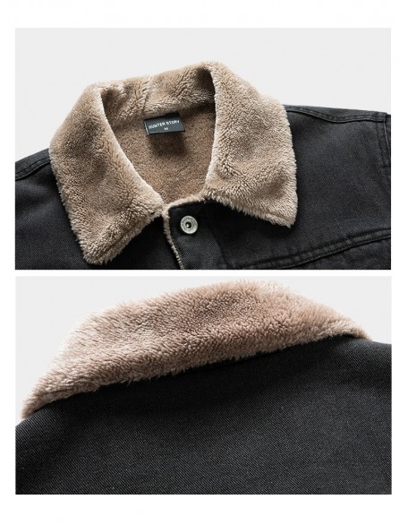 Men's Autumn Winter Plus Velvet Warm Casual Denim Jackets