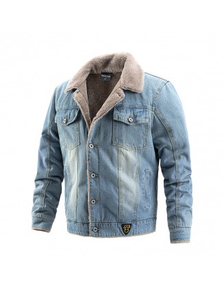 Men's Autumn Winter Plus Velvet Warm Casual Denim Jackets