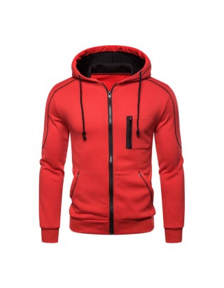 Men's Fashion Ribbed Zipper Casual Short Jacket