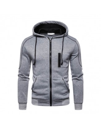 Men's Fashion Ribbed Zipper Casual Short Jacket