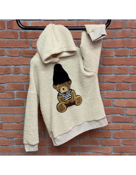 Bear Embroidered Fleece Sweatshirt