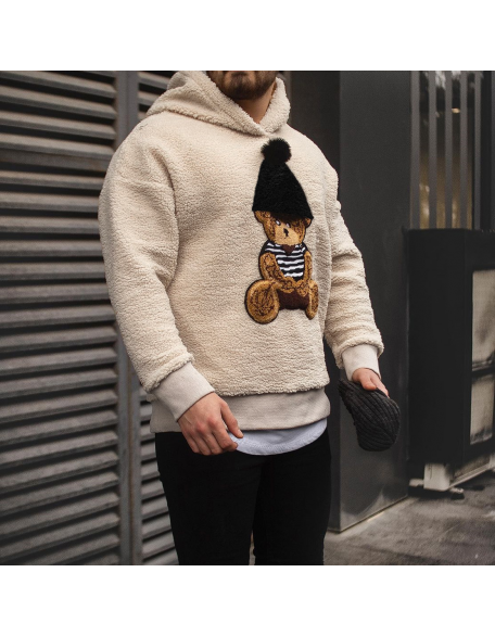 Bear Embroidered Fleece Sweatshirt