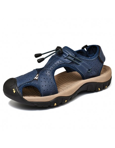 Men Leather Upper Sandals with Straps Multi-Color