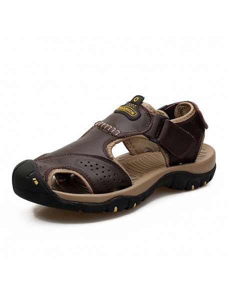 Men Leather Upper Sandals with Straps Multi-Color