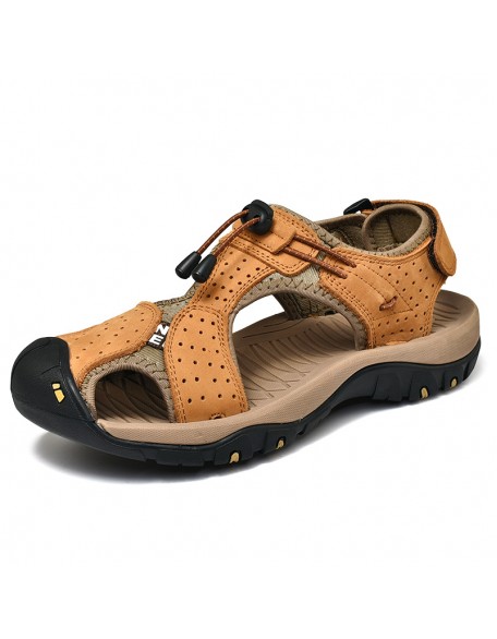 Men Leather Upper Sandals with Straps Multi-Color