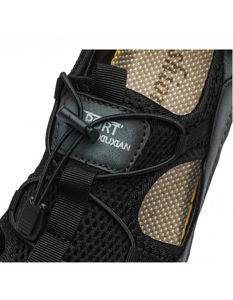 Men's Mesh Stitching Hollow Breathable Outdoor Toe Sandals