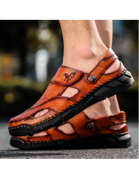 Men's Soft Lucky Deer Print Athleisure Two Wear Sandals