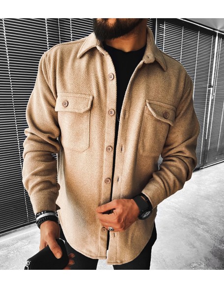 Casual Fashion Solid Color Pocket Long Sleeve Shirt Jacket