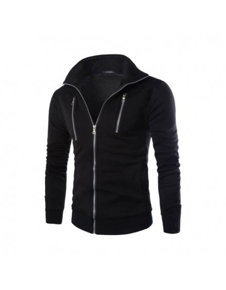 Casual Solid Color Men's Zipper Personalized Cardigan Jacket Sweater