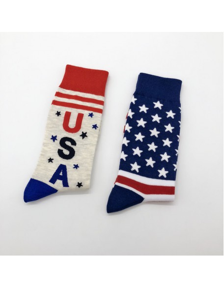 Men's American Flag Alphabet Jacquard Mid-Length Cotton Socks