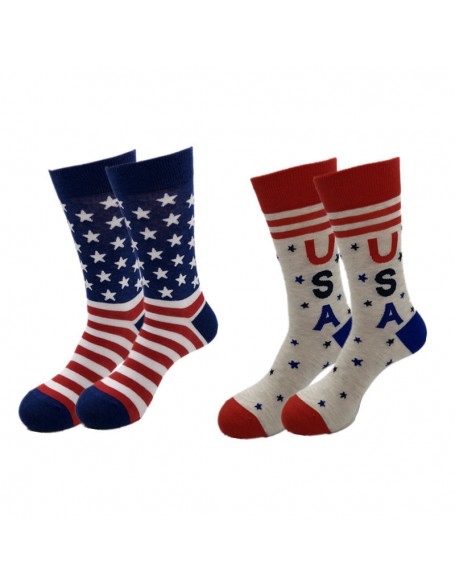 Men's American Flag Alphabet Jacquard Mid-Length Cotton Socks