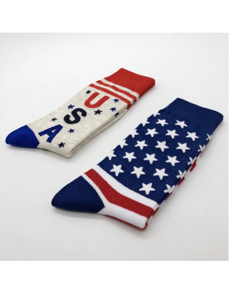 Men's American Flag Alphabet Jacquard Mid-Length Cotton Socks