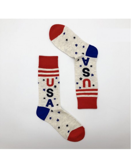 Men's American Flag Alphabet Jacquard Mid-Length Cotton Socks