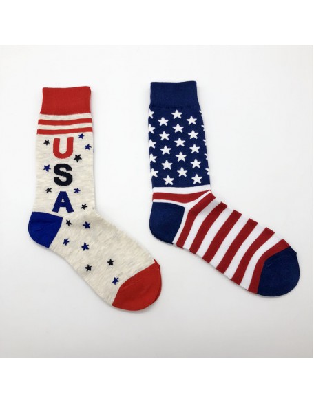 Men's American Flag Alphabet Jacquard Mid-Length Cotton Socks