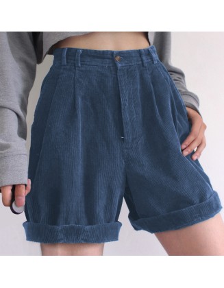 Summer Dark Color Retro Corduroy Shorts