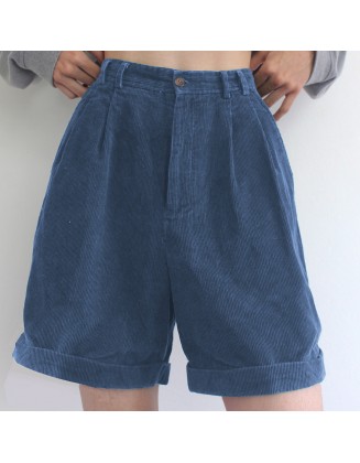 Summer Dark Color Retro Corduroy Shorts