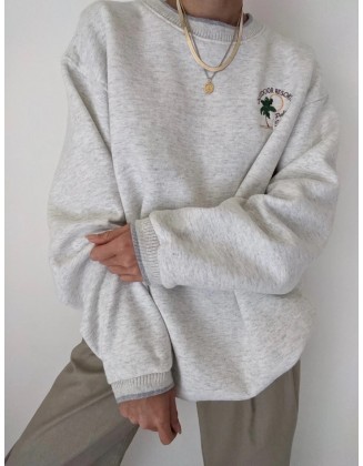 Casual Coconut Embroidered Sweatshirt