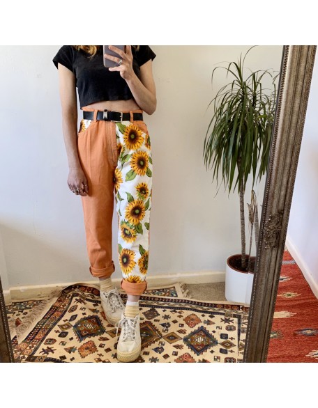 Casual Sunflower Printed Straight Trousers