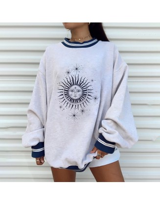 Casual Fashion Round Neck Long Sleeve Loose European Style Sweatshirt