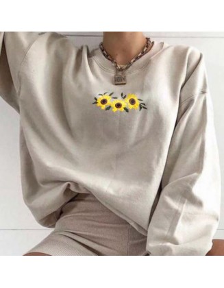 Casual Round Neck Letter Print Loose Sweatshirt