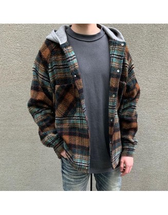 Men's Casual Check Hooded Jacket