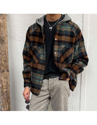 Men's Casual Check Hooded Jacket